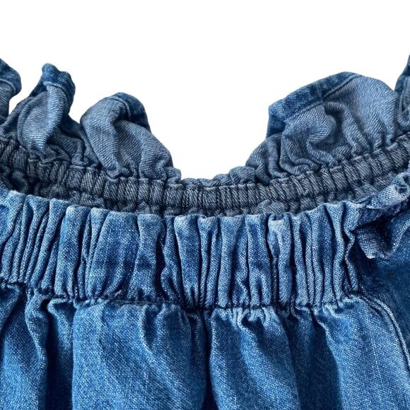 Free People Maxine Off Shoulder Cotton Denim Jean Top size XS - Picture 6 of 9